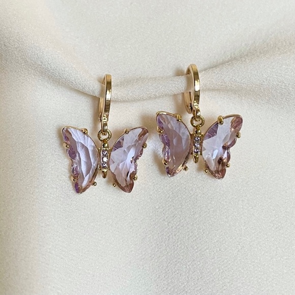 Lavender Butterfly Earrings - Picture 2 of 3